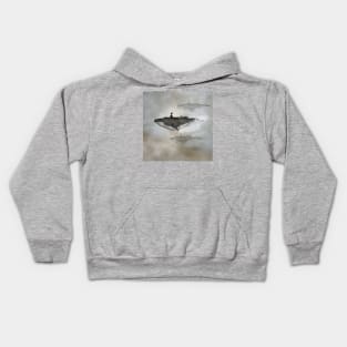 Awesome whale with women flying in the sky Kids Hoodie